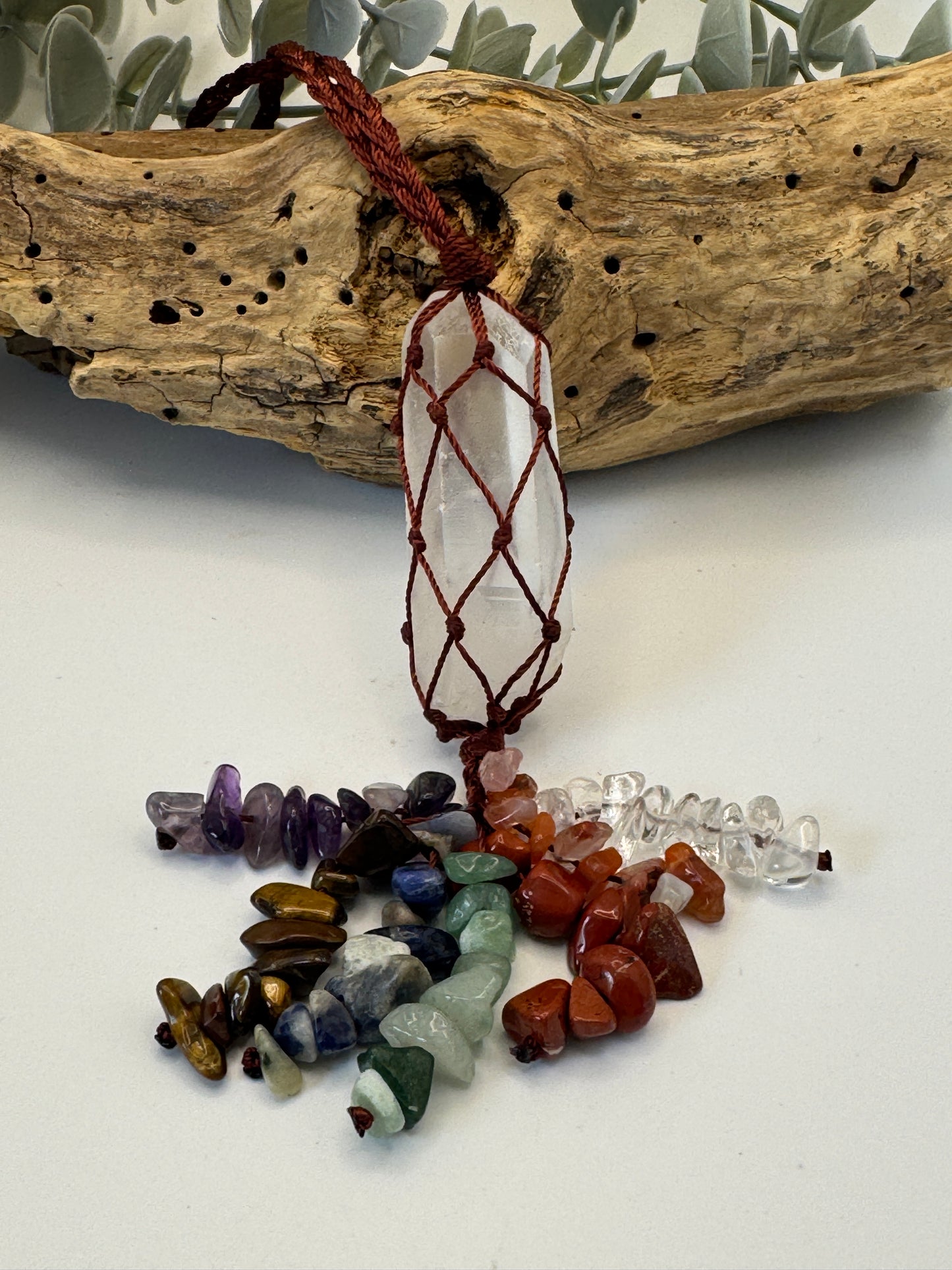 Clear Quartz with Chakra Bead Hanger