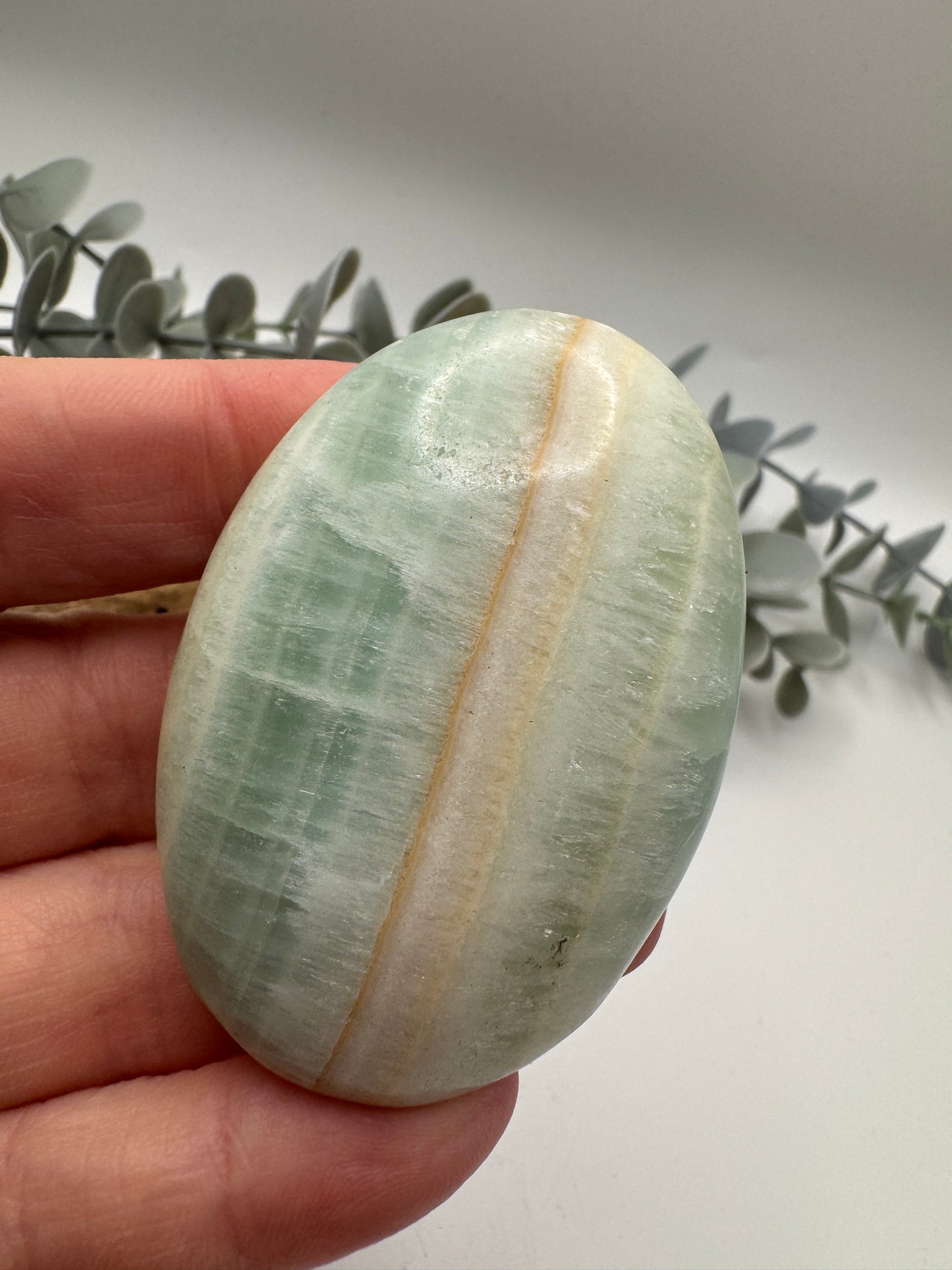 Pistachio Calcite Palm Stone