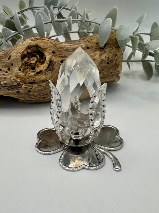Clear Quartz Diamond Cut on Stand