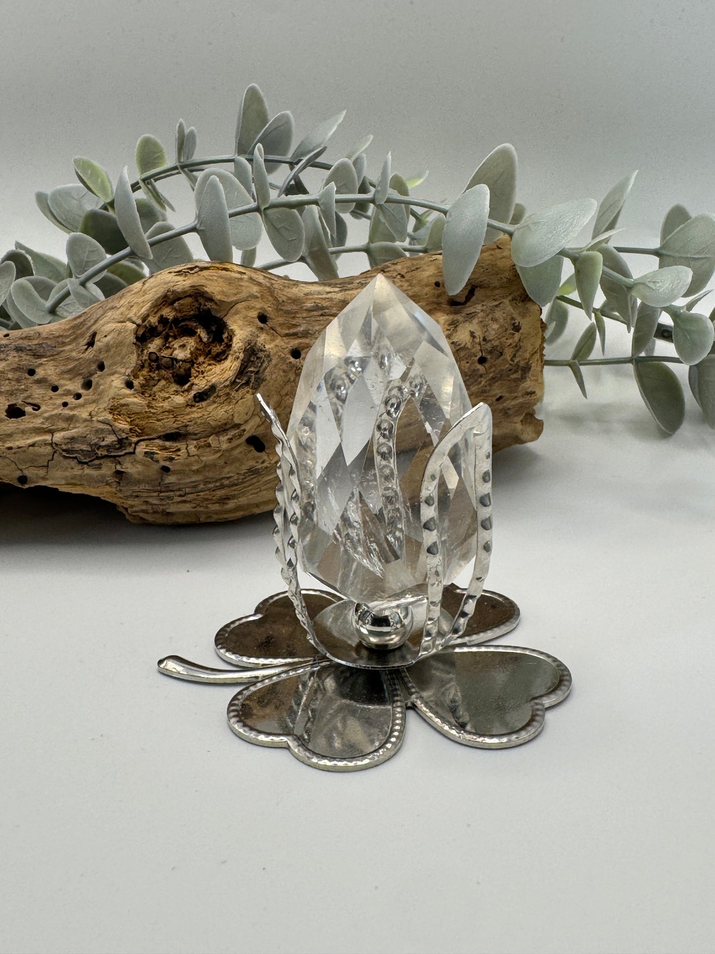 Clear Quartz Diamond Cut on Stand
