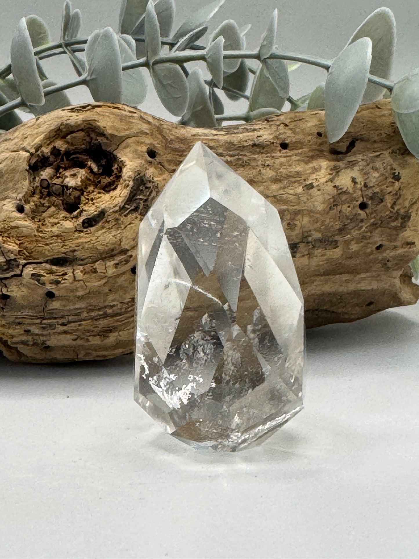 Clear Quartz Diamond Cut on Stand