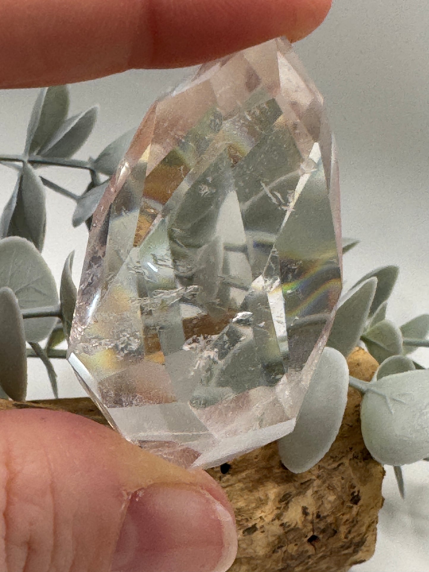 Clear Quartz Diamond Cut on Stand