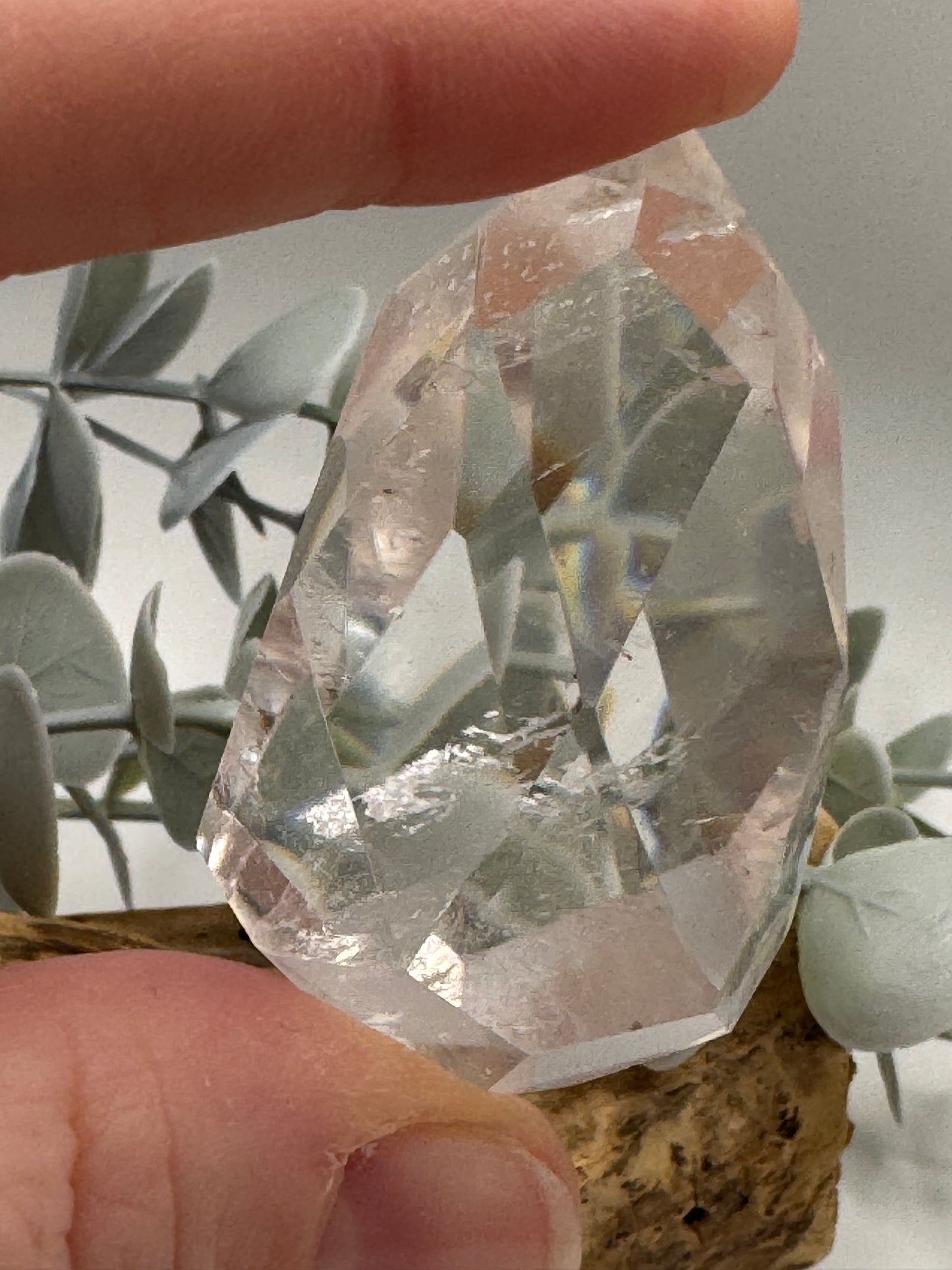 Clear Quartz Diamond Cut on Stand