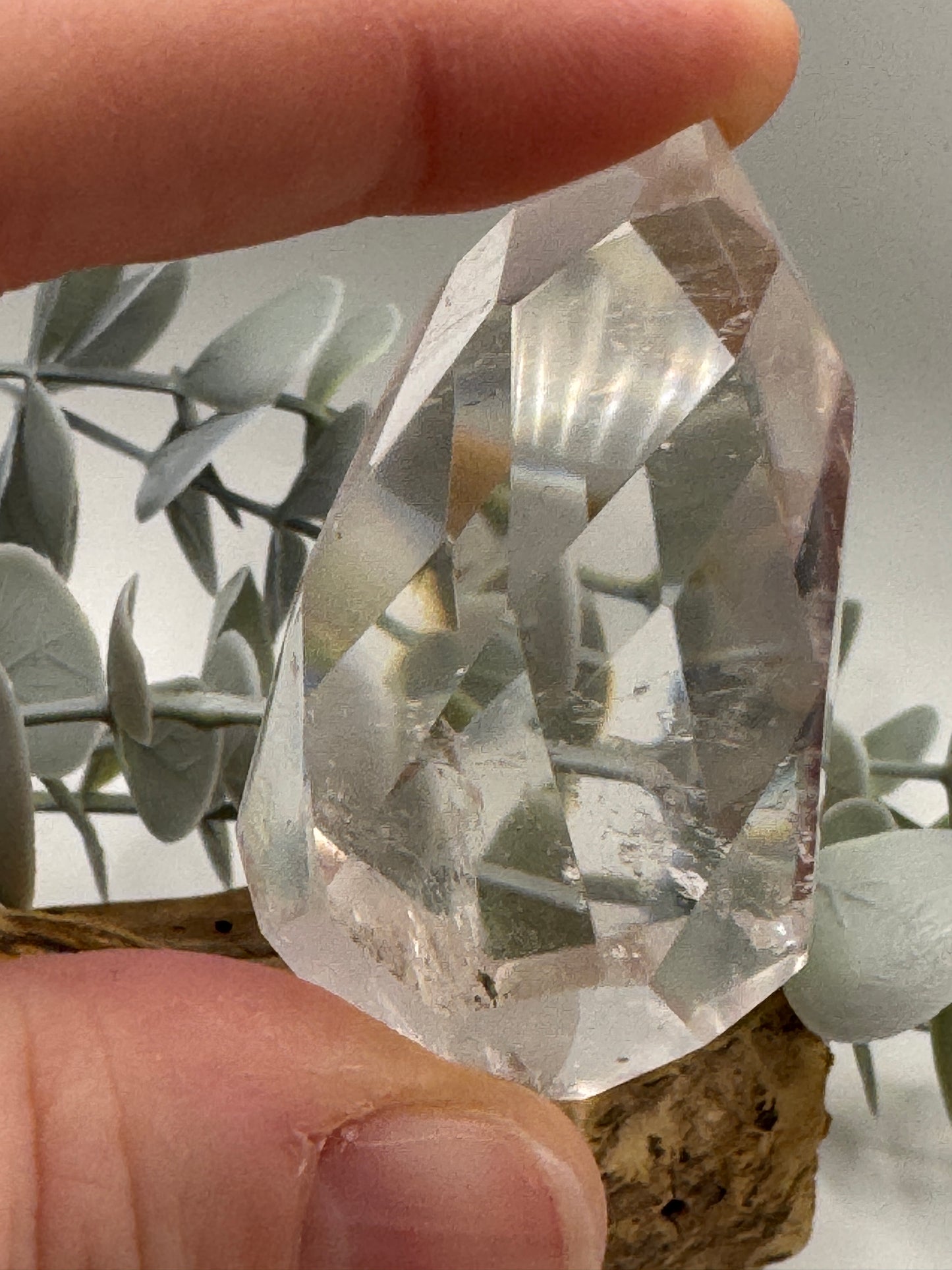 Clear Quartz Diamond Cut on Stand