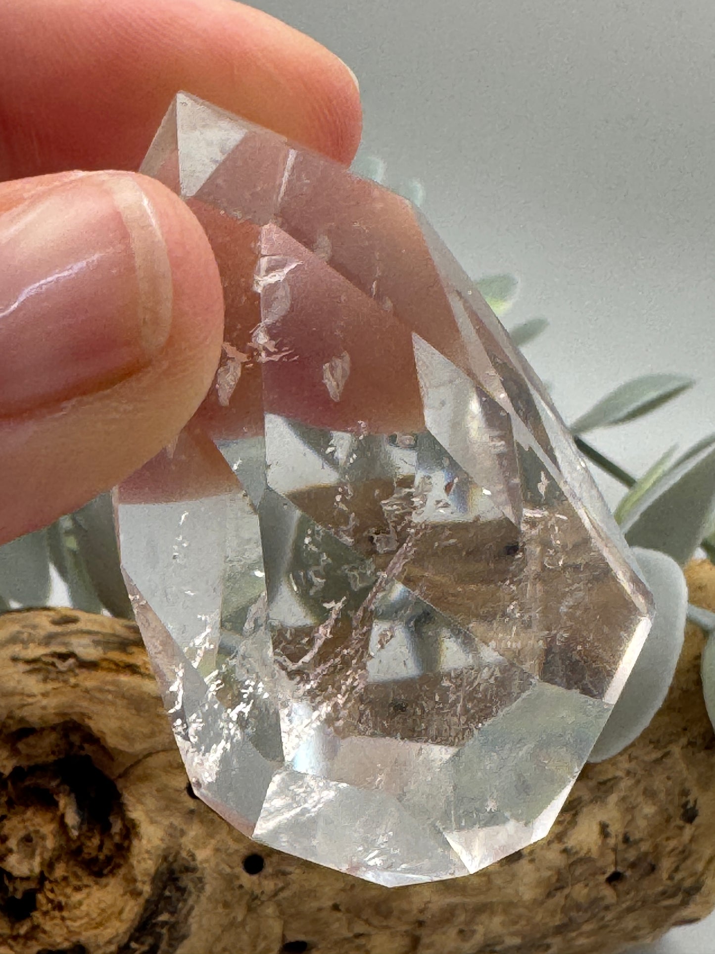 Clear Quartz Diamond Cut on Stand