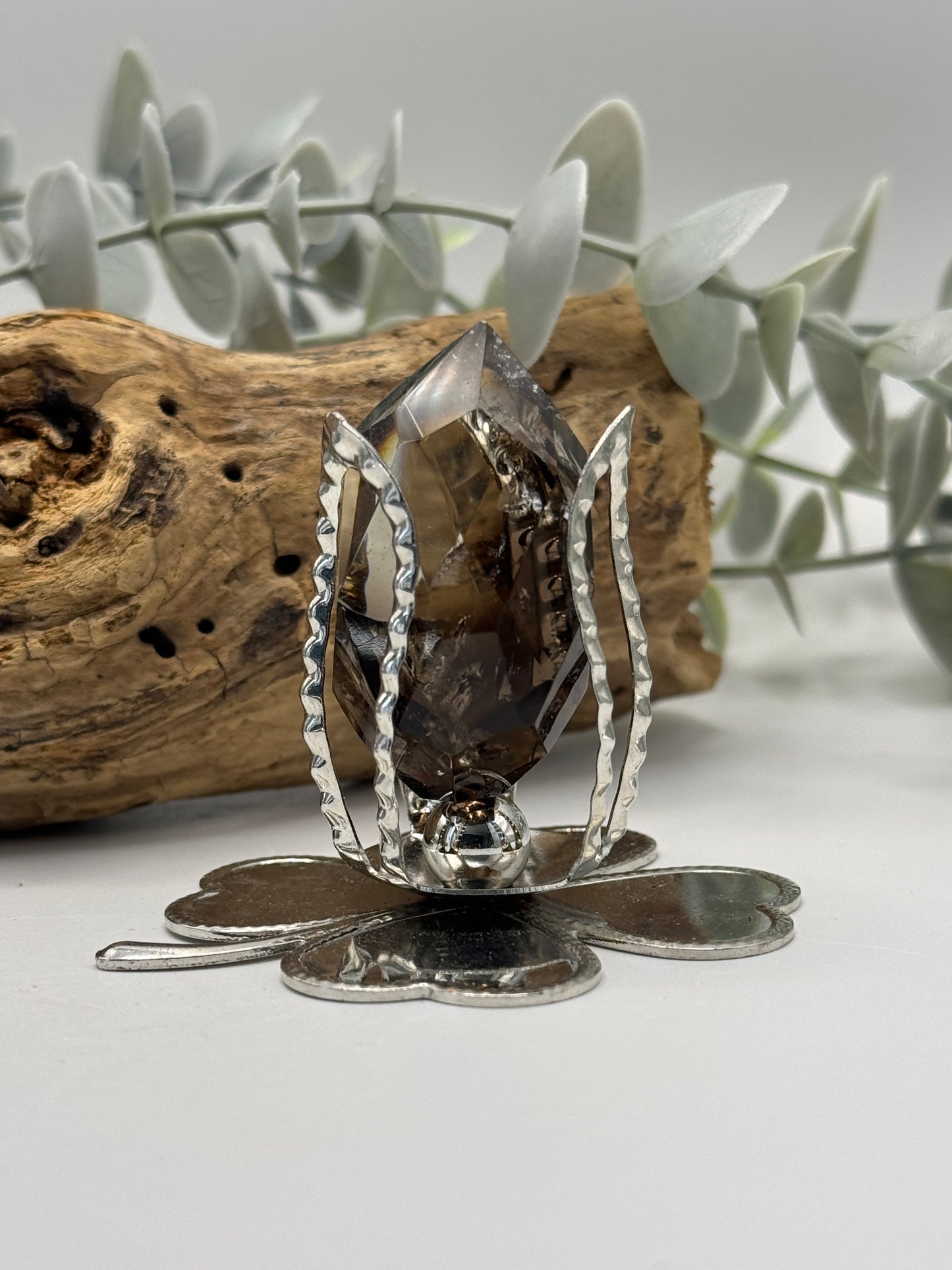 Smoky Quartz Diamond Cut on Stand
