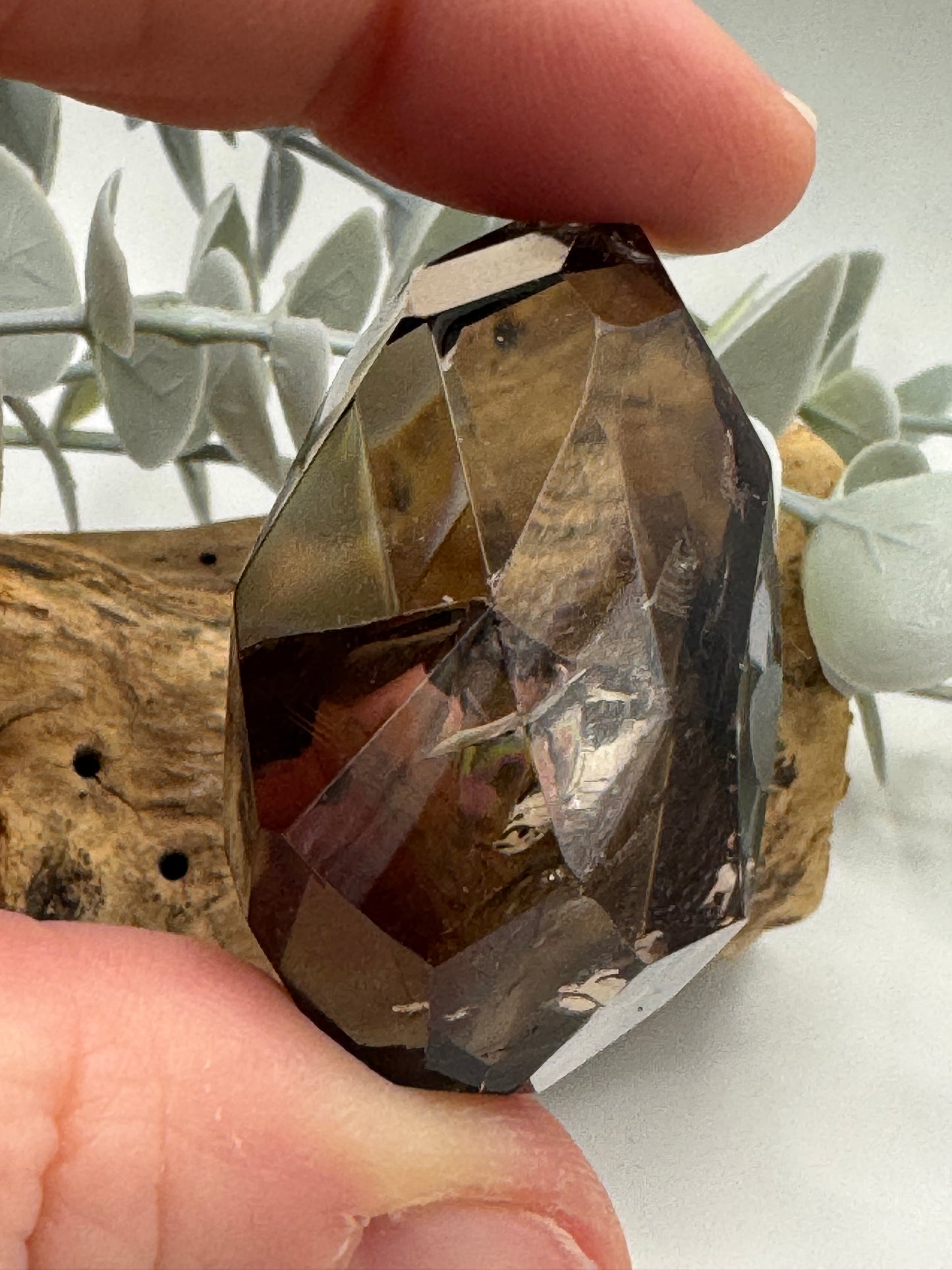 Smoky Quartz Diamond Cut on Stand