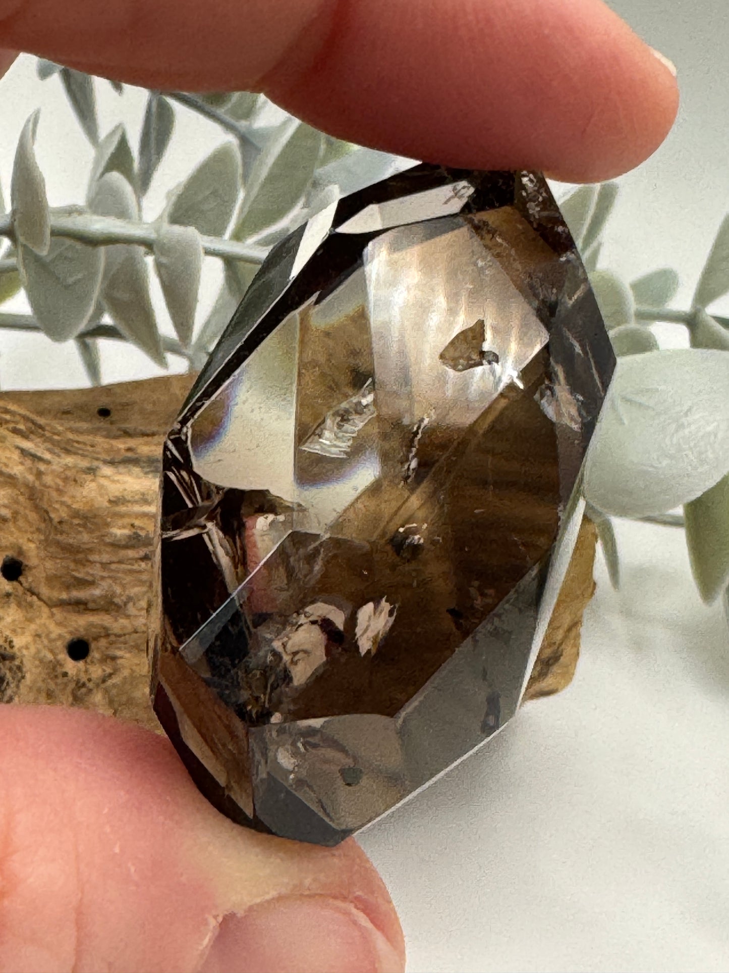 Smoky Quartz Diamond Cut on Stand
