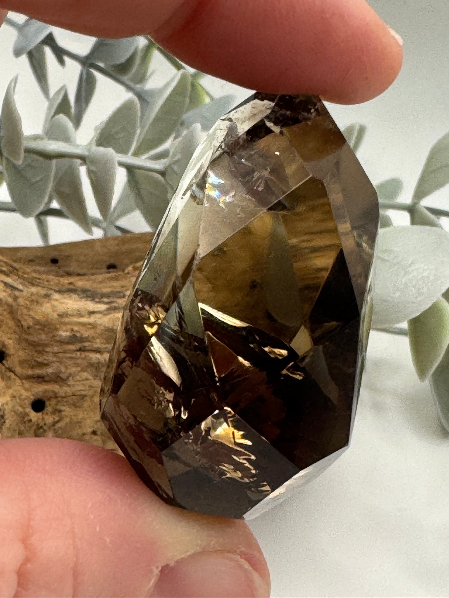 Smoky Quartz Diamond Cut on Stand