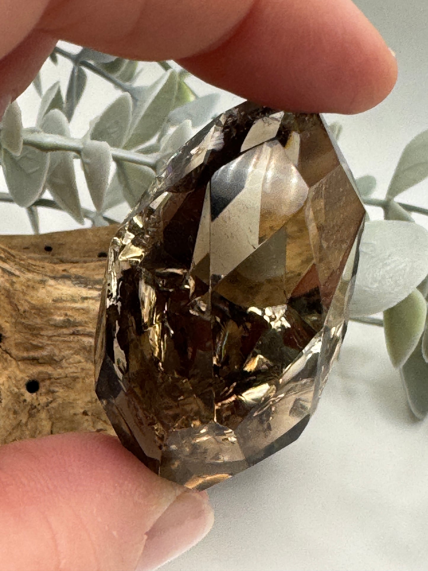 Smoky Quartz Diamond Cut on Stand