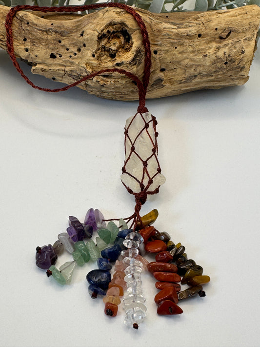 Clear Quartz with Chakra Bead Hanger