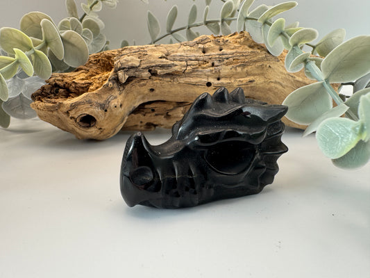 Black Obsidian Dragon Head