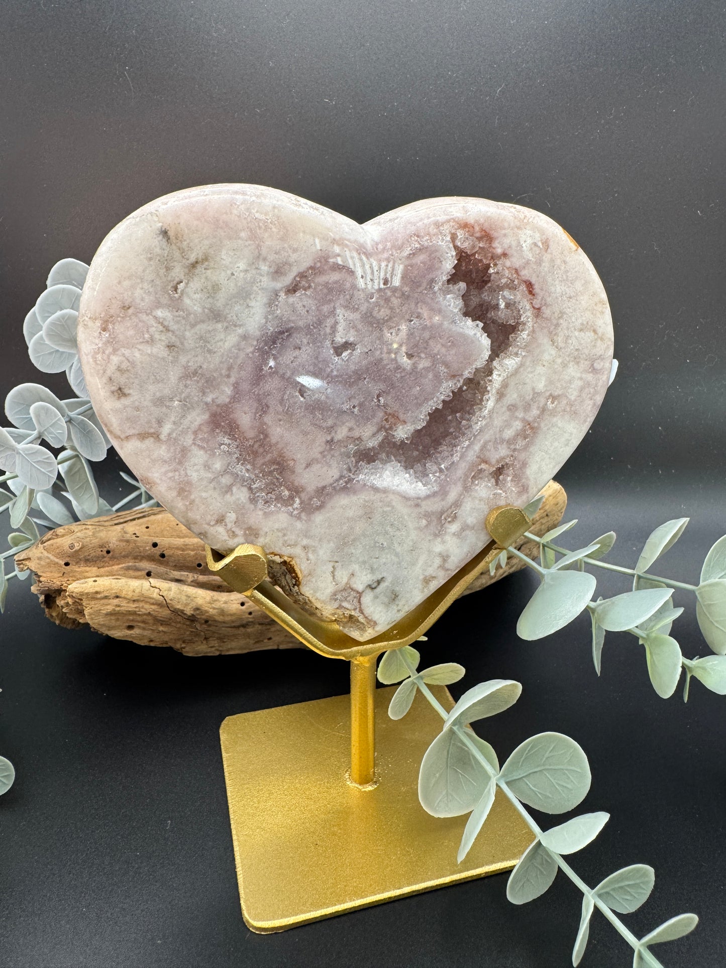 Pink Amethyst Heart with Stand