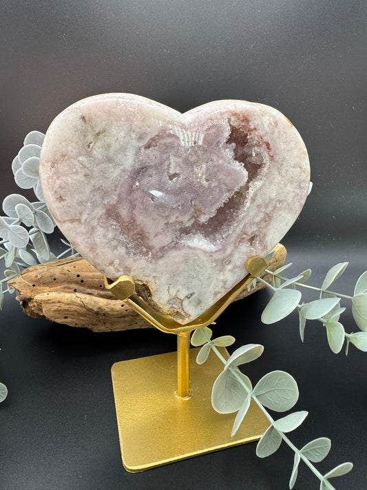 Pink Amethyst Heart with Stand