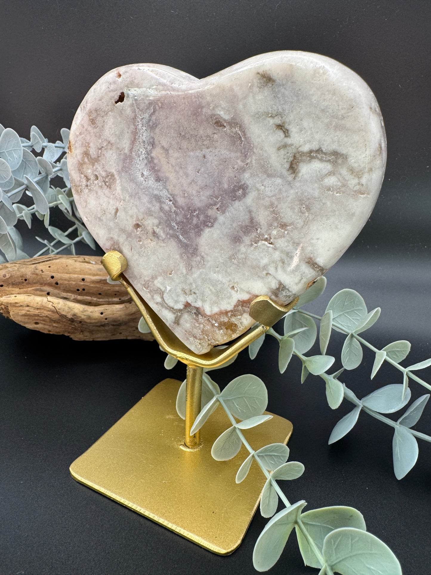 Pink Amethyst Heart with Stand
