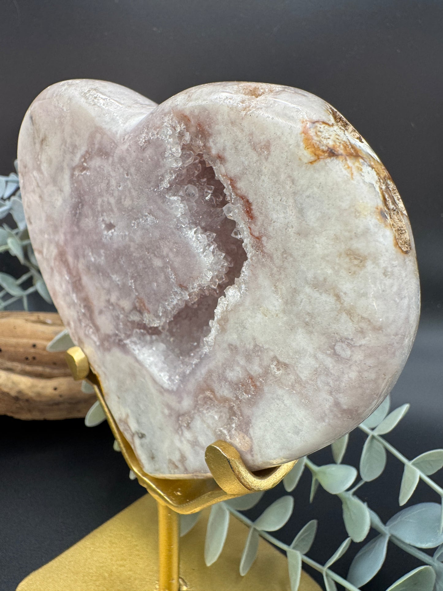 Pink Amethyst Heart with Stand