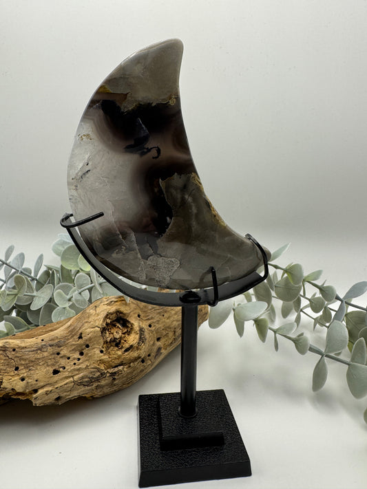 Volcanic Agate Moon with Stand