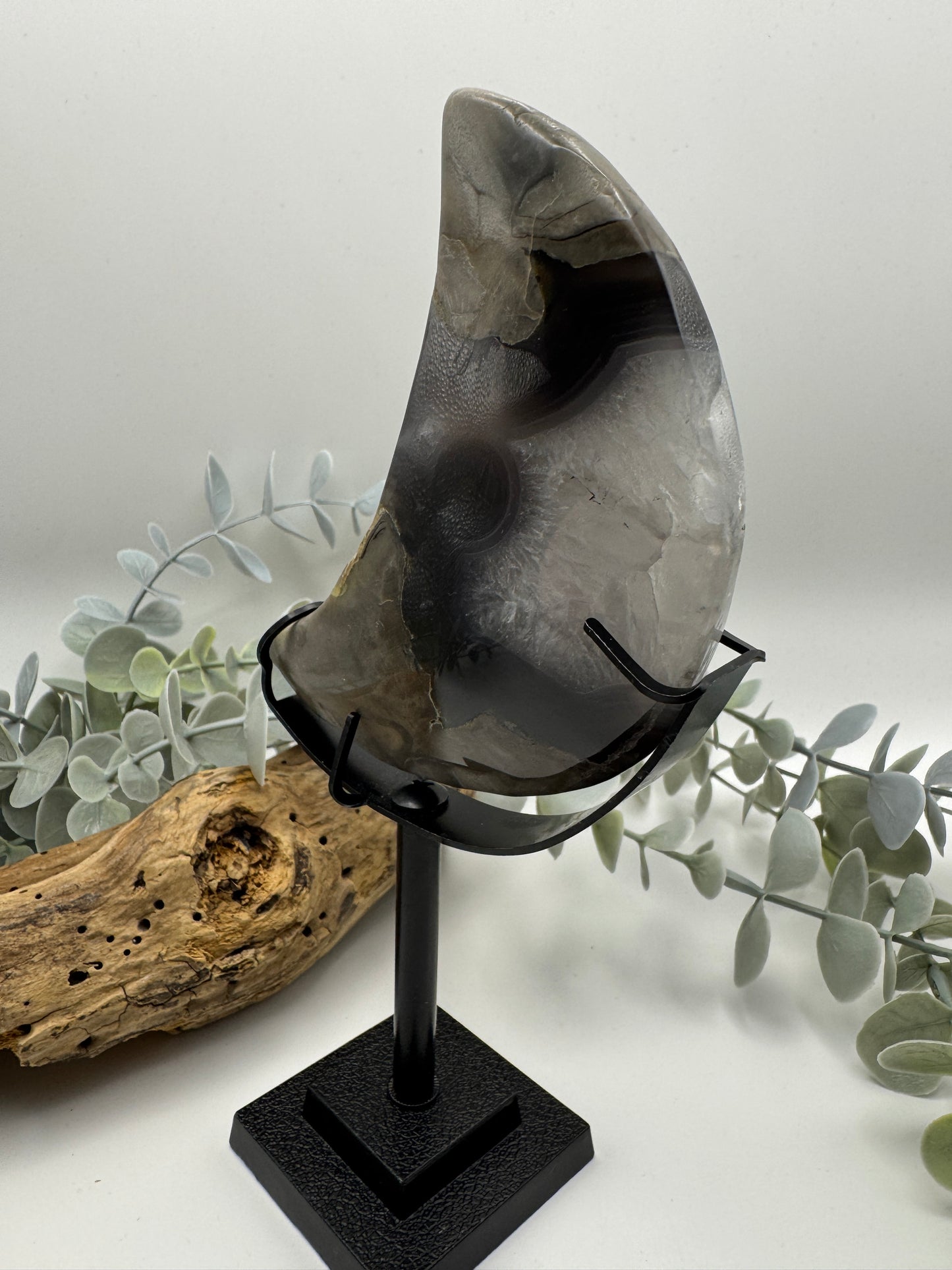 Volcanic Agate Moon with Stand