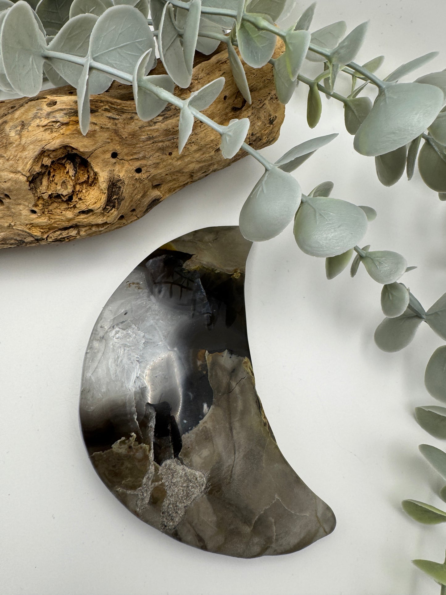 Volcanic Agate Moon with Stand