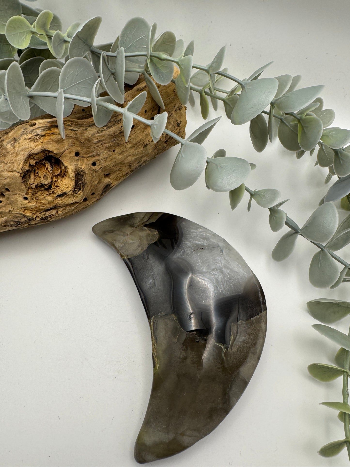 Volcanic Agate Moon with Stand