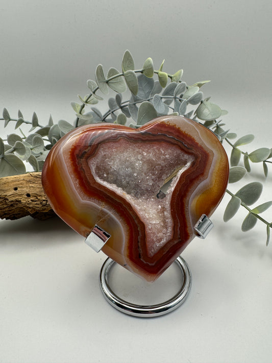 Carnelian Druzy Heart with Stand