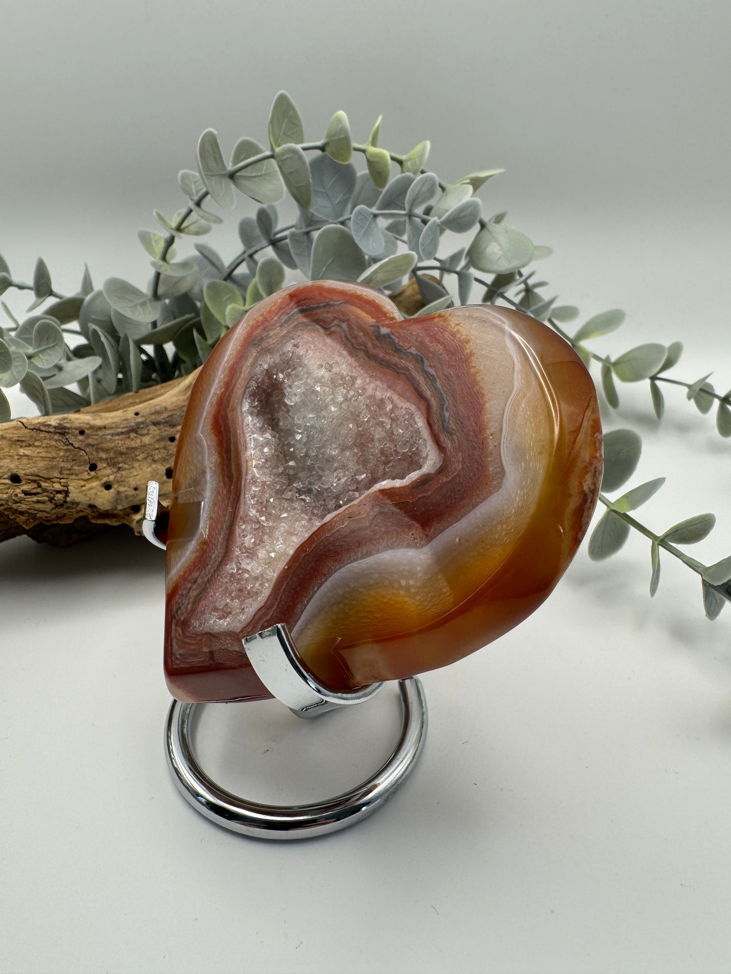 Carnelian Druzy Heart with Stand