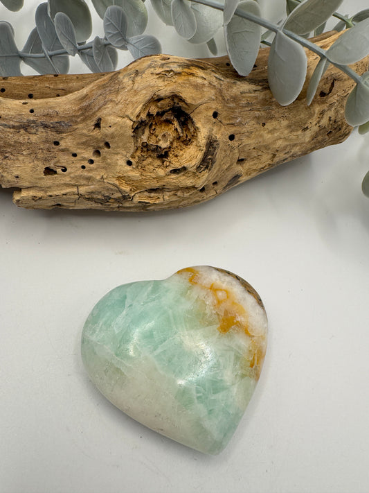 Green Calcite Heart