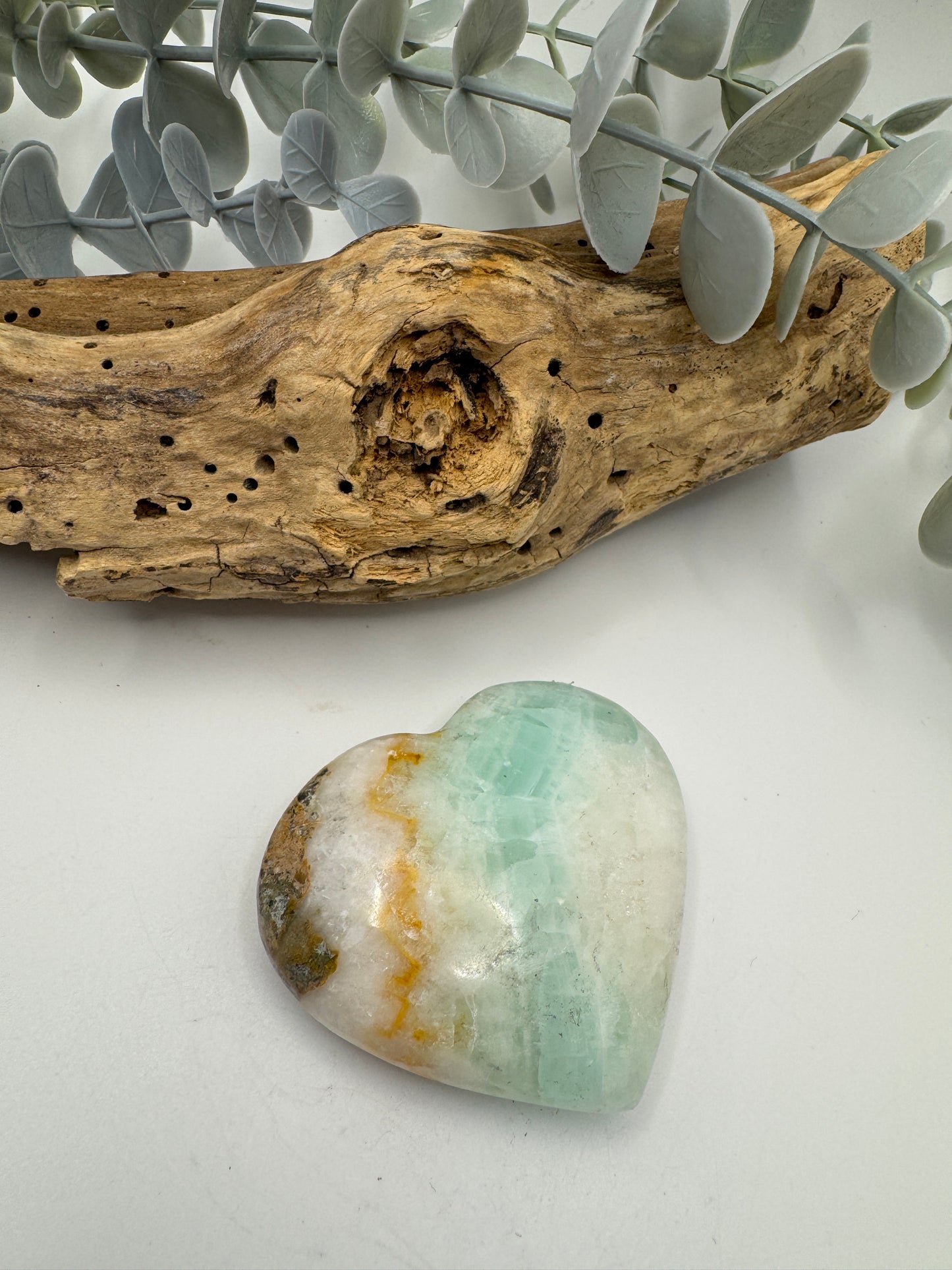 Green Calcite Heart