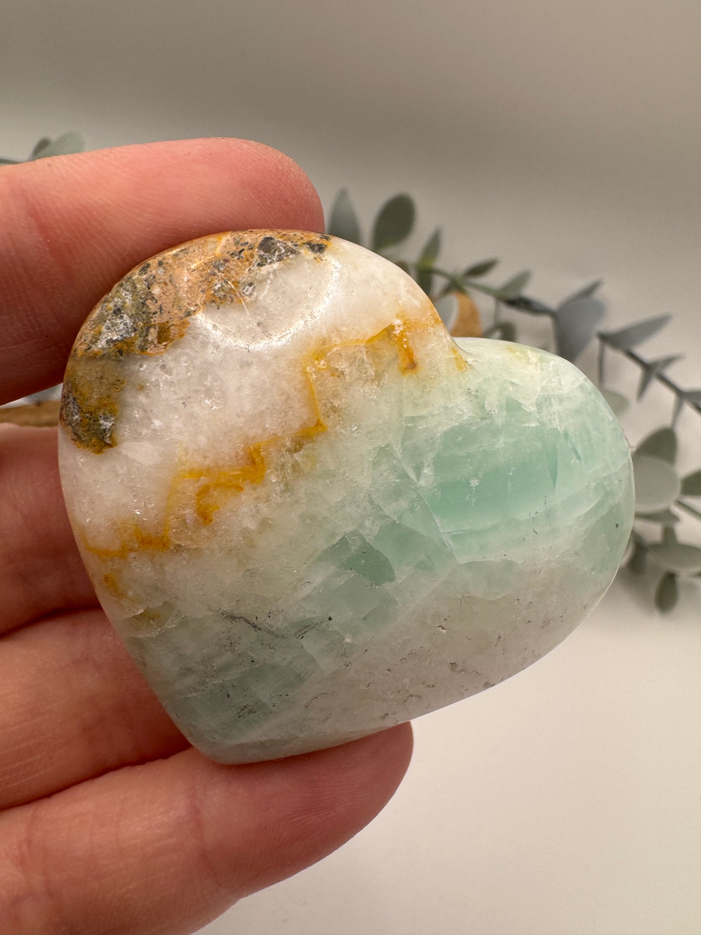 Green Calcite Heart
