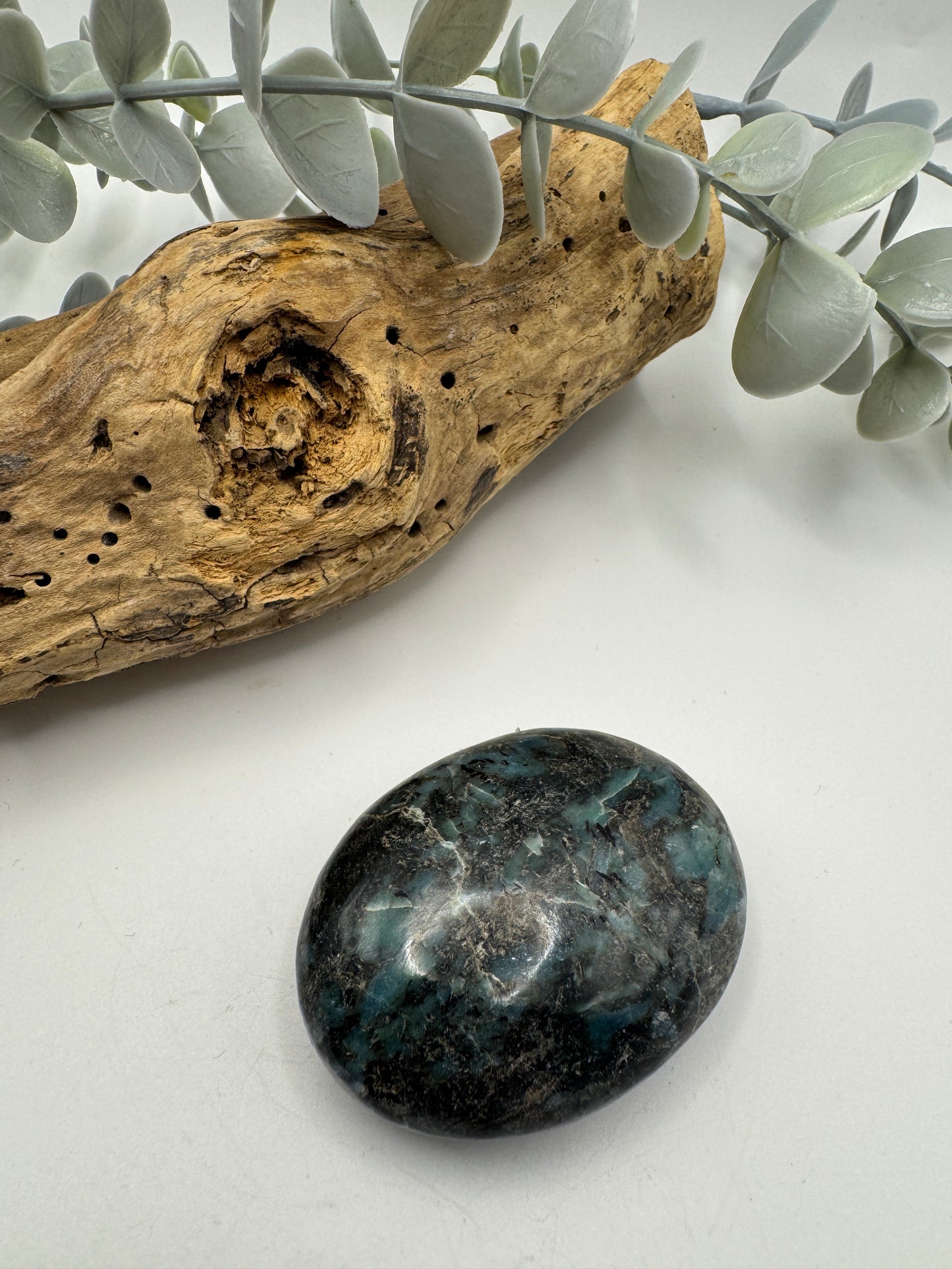 K2 with Black Tourmaline, Mica & Garnet Palm Stone