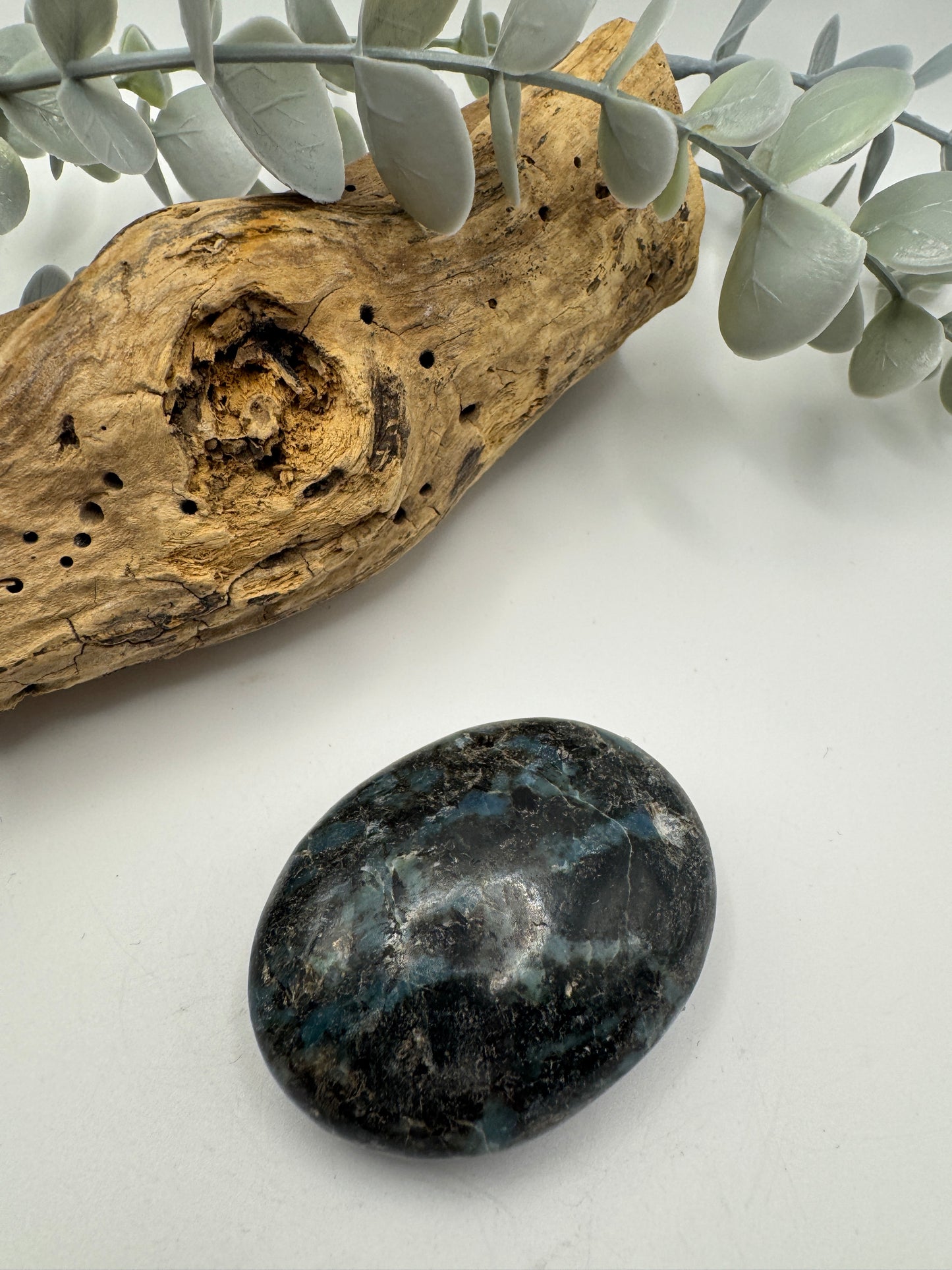 K2 with Black Tourmaline, Mica & Garnet Palm Stone