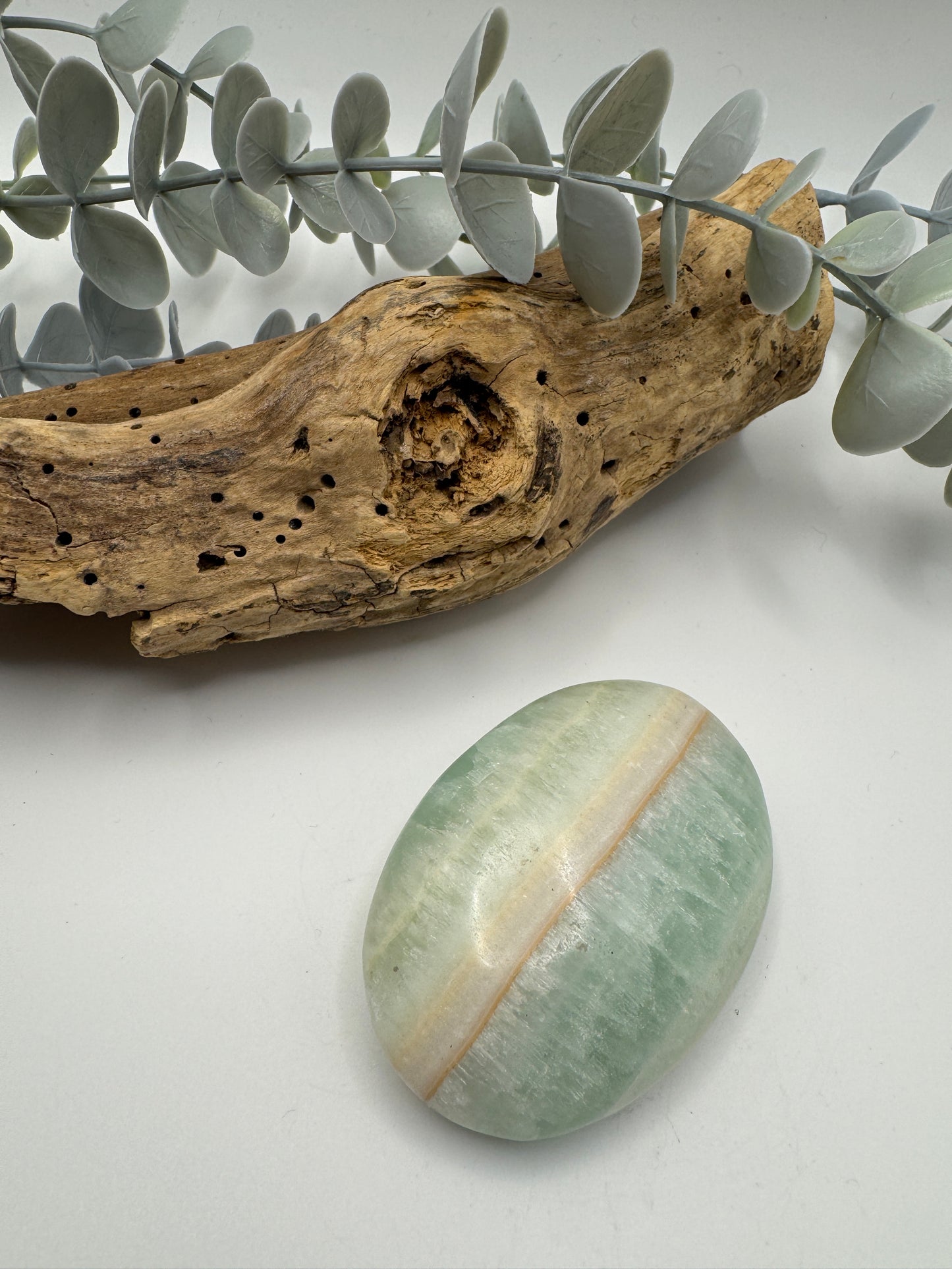 Pistachio Calcite Palm Stone