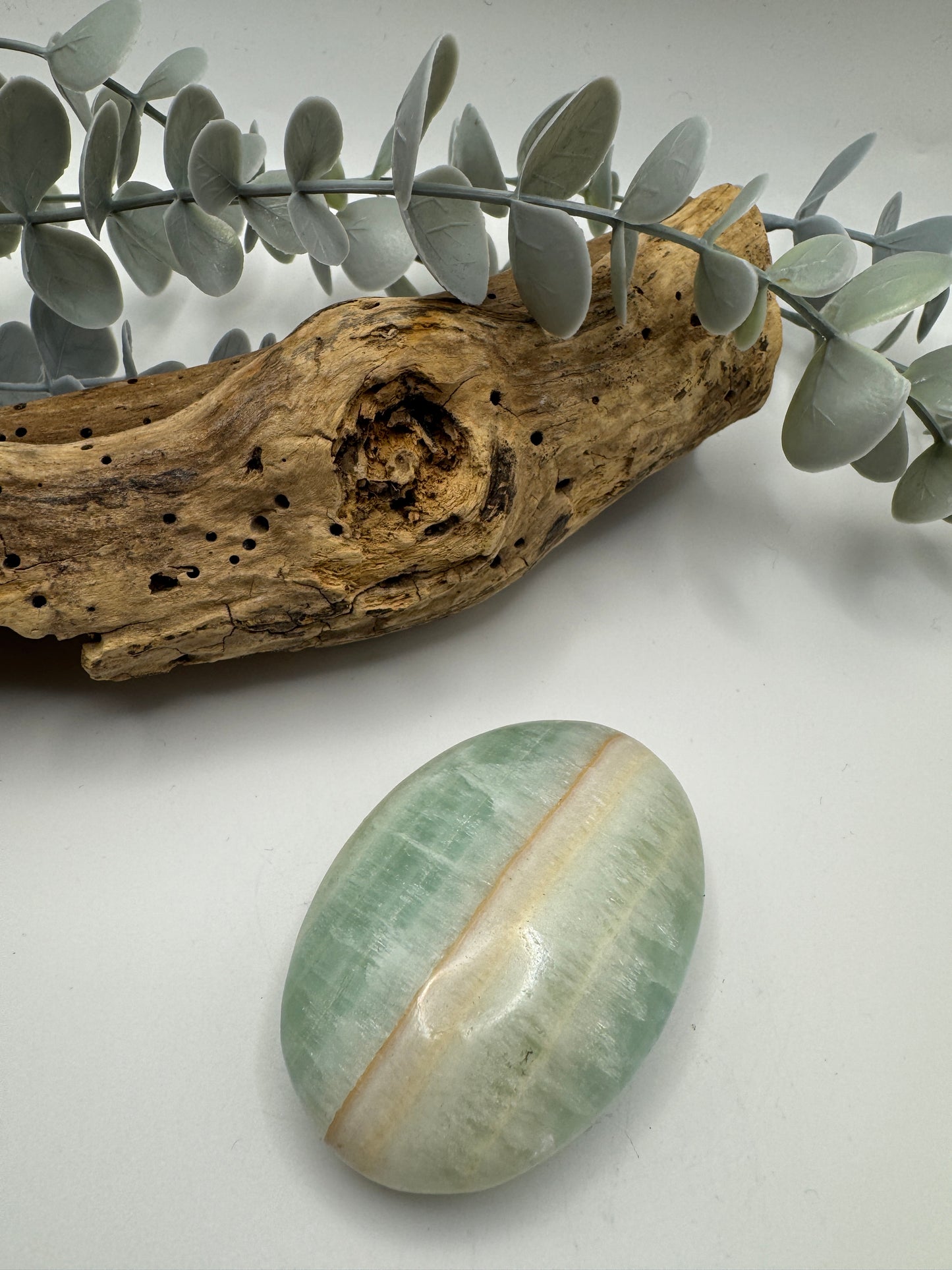 Pistachio Calcite Palm Stone