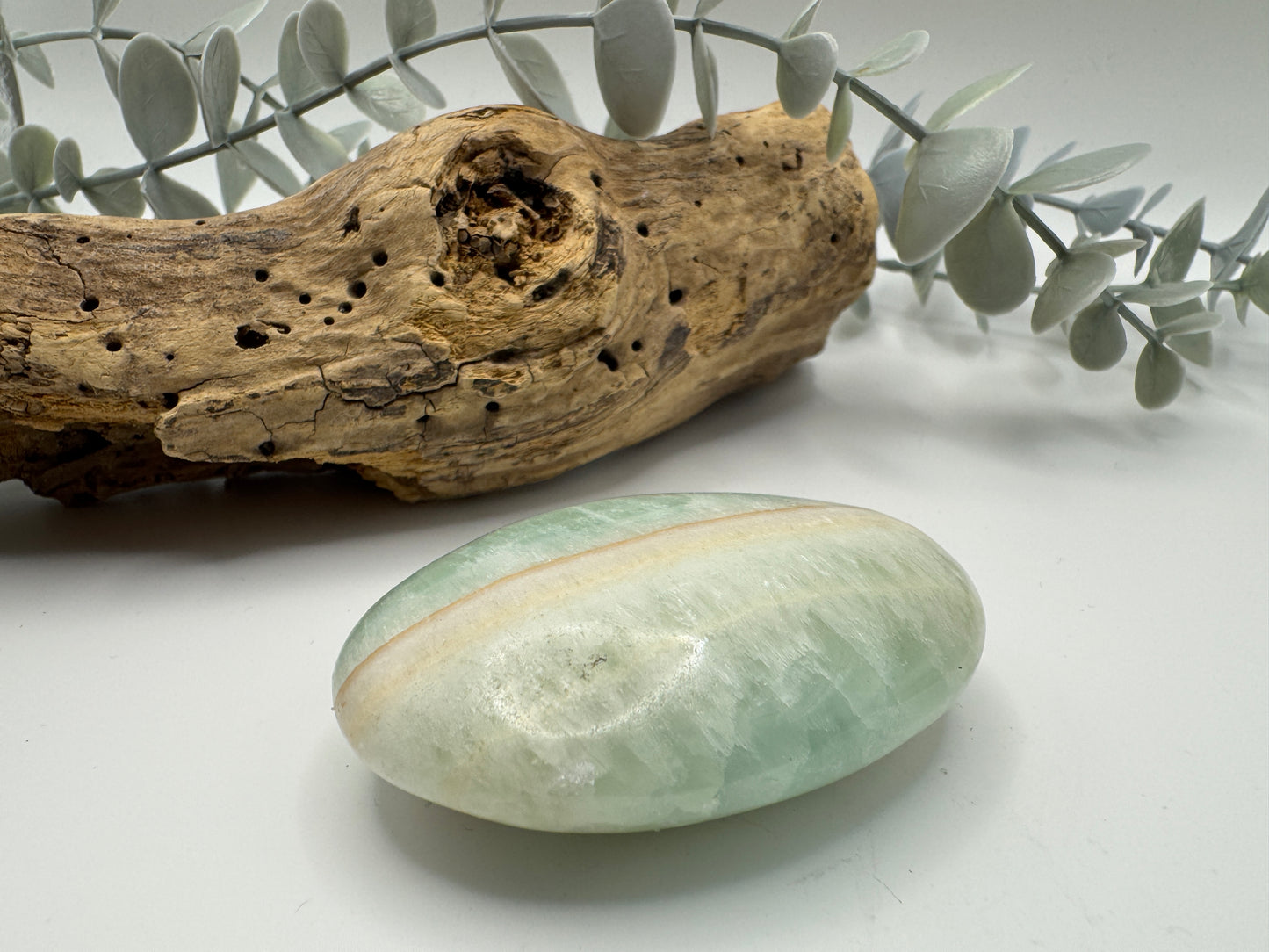 Pistachio Calcite Palm Stone