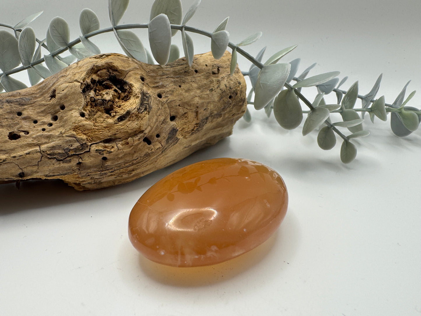 Honey Calcite Palm Stone