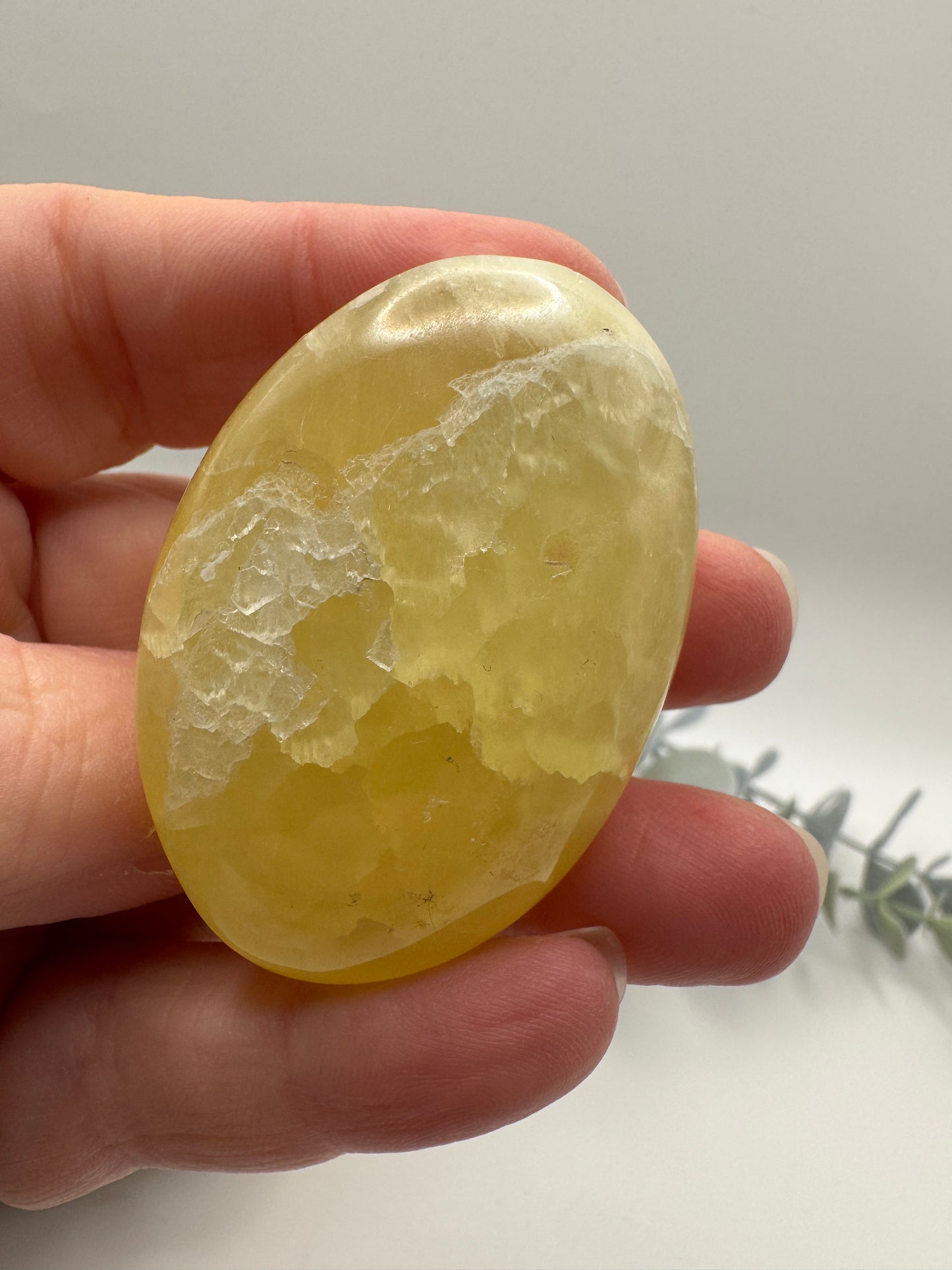 Lemon Calcite Palm Stone